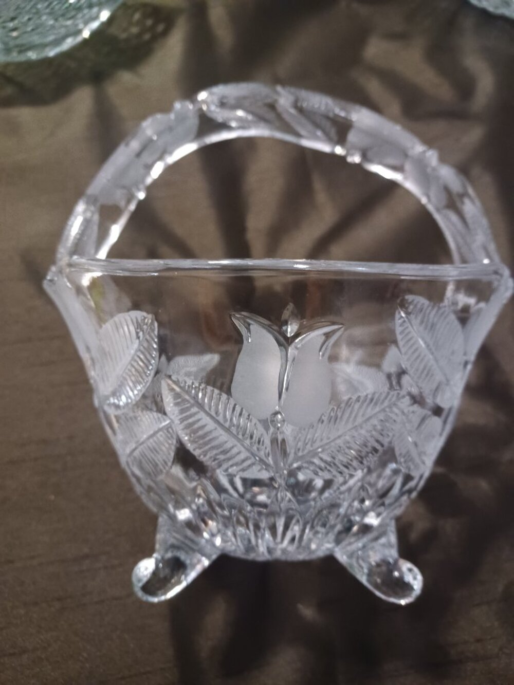 Vintage Lead Crystal  Footed Basket